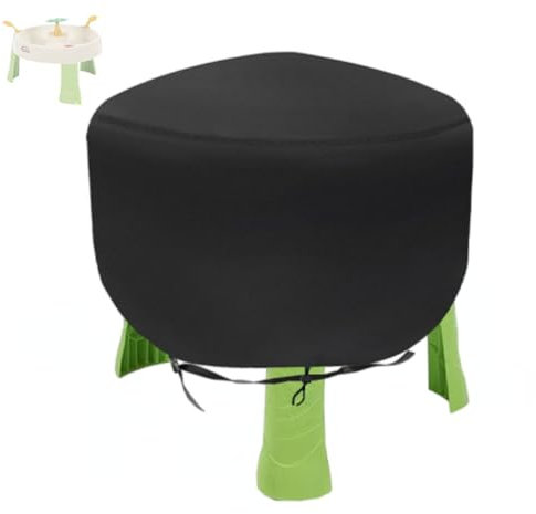 Abdeckung Für Runden Wasserspieltisch, Outdoor Spielzeug Spieltischabdeckungen Mit Verstellbarer Schnalle Und Kordelzug, Wasserdicht, 420D Oxford Schwarz 86,4x45,7cm