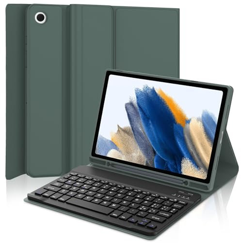 SENGBIRCH Custodia con Tastiera per Samsung Galaxy Tab A8 10.5 2022, Italiano QWERTY Tastiera Bluetooth Staccabile Magnetica per Tab A8 2021 (SM-X200/ X205 /X207), Verde Scuro