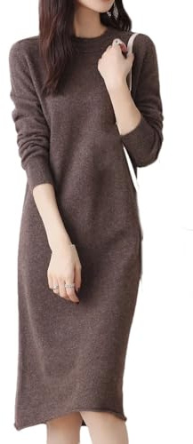 Hgvcfcv Längere Wollkleider für Damen, Kaschmir-Pullover, langer Stil, Pullover, 6 Farben, Pullover, coffee, XL