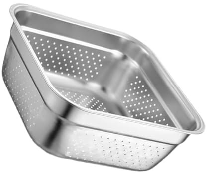 GRIRIW Passoire à Légumes En Acier Inoxydable Épais 27 Cm, Bassine Carrée Métal Trous De Drainage Pratiques, Passoire Polyvalente Pour Laver Fruits Et Riz Cuisine