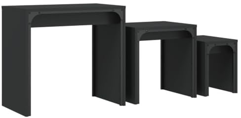 vidaXL Satsbord 3 st svart konstruerat trä, sidobord, soffbord, vardagsrumsbord, sido bord, soff bord, vardagsrum bord, träbord, trä bord, flera bord