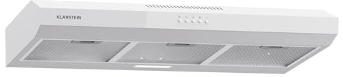 Klarstein Contempo 90 Cappa Aspirante da Incasso, 90cm Cappa per Cucina con Frontale in Vetro Acrilico, 200 m³/h, LED, Filtri ai Carboni Attivi, Bianco, Efficienza Energetica C