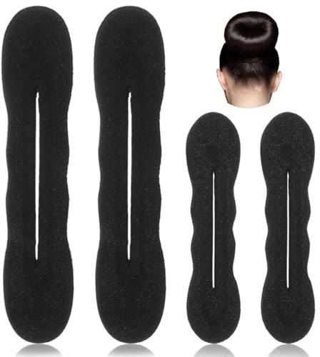 4 Stück Hair Bun Maker Upgraded Haarhalter Schwamm Clip, Magischer Haarknoten, Hair Bun Maker, Haarknotenmacher Haar Styling Donut Brötchen,2 Große und 2 Kleine （Schwarz）