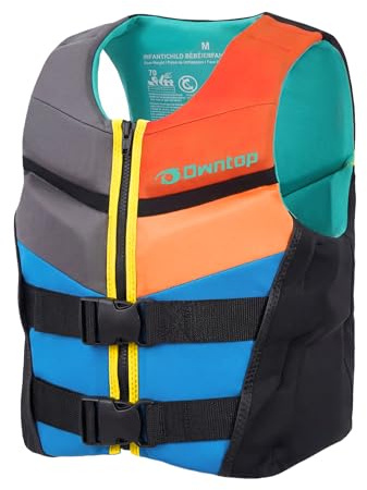 Owntop Gilet da Nuoto per Junior e Bambini, Giubbotto da Nuoto Regolabile Unisex, Giubbotto Galleggiante con Fibbie di Sicurezza per Paddleboarding Kayak Pesca Vela (Multicolor,L)