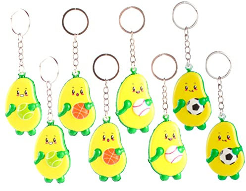 COLLBATH 8 Stück Avocado Schlüsselanhänger Sportball Design Taschen Anhänger Party Kindersicher
