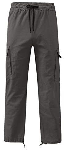 SRZYMJ Cargohose Herren Herren Hose Arbeitslatzhose Herren Weiß Outdoorhose Kurze Hosen Herren Mit Seitentaschen Hosen Rock Dunkelgrau Gummibund Badehosen Für Herren XXL