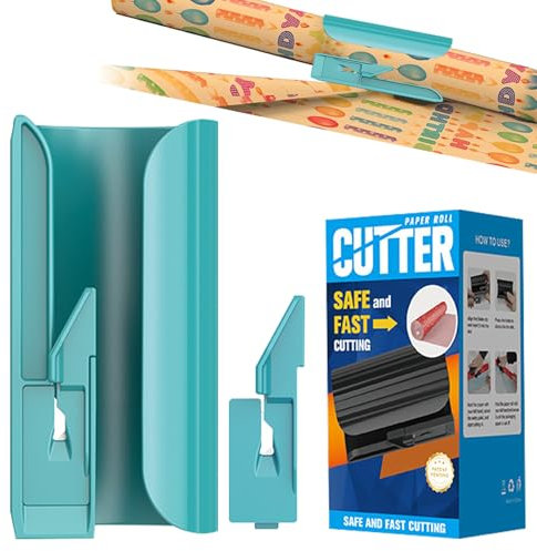 Taglierine per Carta da Regalo, Utensile da Taglio per Carta Imballaggio con Lame, Strumento per Tagliare Rotoli di Carta, Taglierina di Carta in Rotolo, per Natale, Confezioni Regalo (Verde)