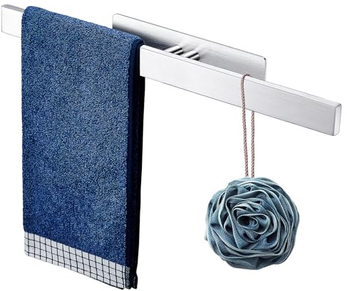 LOXSUN Porte Serviette Salle de Bain sans Percage, Montage Mural, en Acier Inoxydable SUS304, Décoration D'intérieur Moderne, Porte-Serviettes de Bain, Barre Adhésive