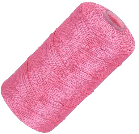 sourcing map Nylon String Cord 1.5mm x 218 Yards Macrame Rope Braided Thread Twine String Smooth Beading Cord for Jewelry Making Supplies, DIY Craft, Pink