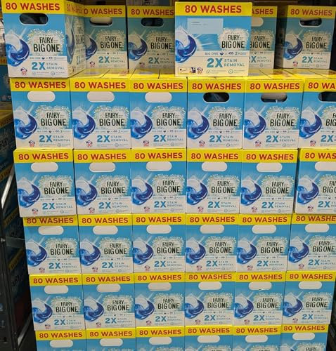 Fairy Big One Laundry Pods, 80 Washes, 2X Stain Removal Power, Whiteness Booster