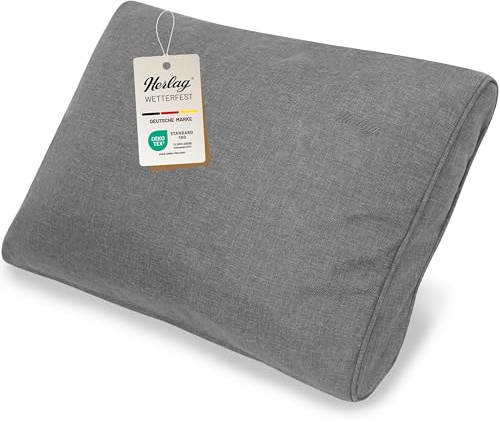 Herlag Outdoor Loungekissen Sunny - Premiumkissen für Gartenlounge - Bezug waschbar mit Reißverschluss - Langlebige Sitzauflage mit UV- & Fleckschutz - Rückenkissen 40x70cm Grau