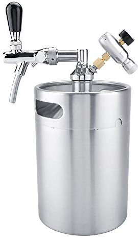 Juego de mini dispensador de cerveza portátil de 5 litros con grifo de acero inoxidable para elaboración casera, sistema de cerveza artesanal presurizada para bar de fiesta, color plateado