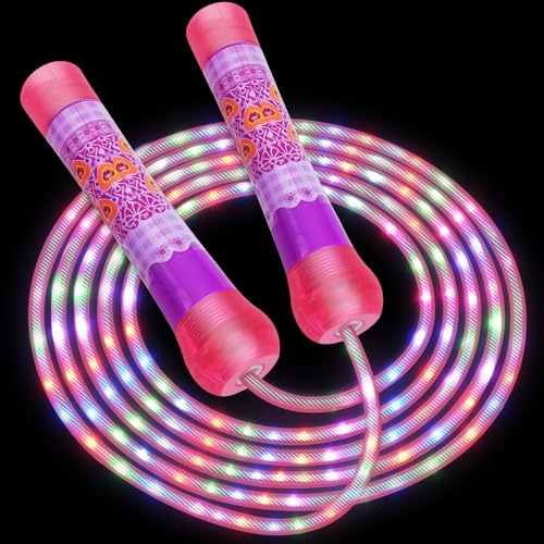 Ynanimery Skipping Rope Kids Adjustable LED Jump Rope for Girls Boys | Jump Rope for Children Girls Boys 5-12 Years, Fun Outdoor Sports Exercise Workout,Birthday Toys Gifts