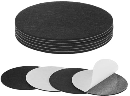 M METERXITY 10-Pack Lamp Base Felt, 4 Inch Dia. 2mm Thick Self Adhesive Round Fabric Felt Pads for Lamp/Furniture/DIY, Non-Slip Fiber Backed Patch Circles with Adhesive Backing [Black]