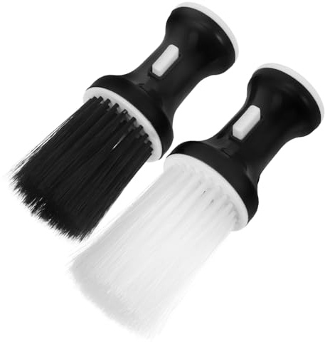 ELAYARD 2 Stück Friseurbürste Nackenwedel aus Kunststoff und Faser mit Standfuß Leicht zu Halten und Haarfrei für Friseursalon und Barber Anwendung