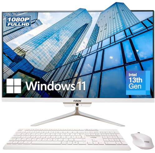 23.8 Full HD All-in-One Desktop Computer - 16GB RAM, 512GB SSD, Intel 13th Gen, Windows 11, Dual-Band WiFi, HDMI, USB 3.0, FHD IPS Display - AIO PC with Wireless Keyboard, Mouse, 2MP Camera