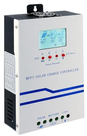VXDEFP Controleur de Charge Solaire Contrôleur de Chargeur Solaire MPPT 60A 12V 24V 36V 48V, régulateur de Batterie Automatique, régulateur de Panneau Solaire, entrée PV maximale 160VDC(48V)