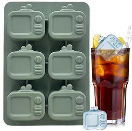 Moldes de Hielo de Silicona | Molde de Hielo Congelador de Silicona con Forma de Televisor | Reutilizable con 6 Cavidades y Tapa para Elaboración de Bebidas Cócteles Hogar Restaurante
