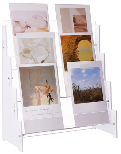 UNICRAFTALE 3-Tier Sport Cards Display Stands Acrylic Trading Card Displays Stand Case Greeting Card Display Stands Tree Tower Postcard Rack for Bookmark Counter Tabletop Supplies 24x11x26cm