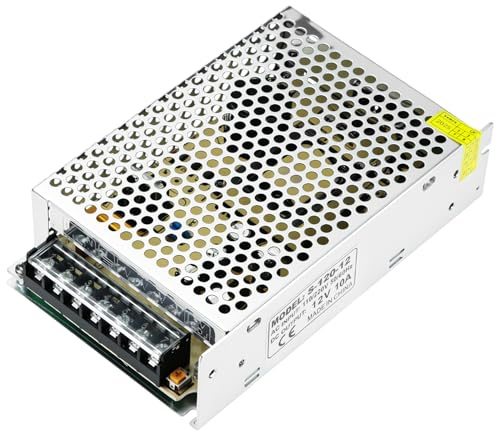 QWORK® Alimentation à découpage DC 12V 10A transformateur d'alimentation LED, 120W, appliquéà l'automatisation, Affichage LED, Communication