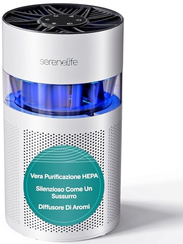 SereneLife HEPA Air Purifier for Bedroom Home– Small Quiet Air Cleaner with Aroma Box & Ambient Light, Timer, Sleep Mode, 2 Fan Speeds with Filter Change Reminder and H13 HEPA Filter, White