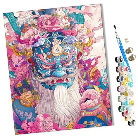 WMZPOY Peinture par numéros Kits Art pour adultes Les vagues déchaînées du pommier sauvage avec pinceaux et acrylique Pigment Diy numérique pour adultes sur toile Débutant- 16 * 20 pouces sans Cadre