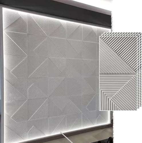 Panneau Mural Decoratif Panneaux Muraux 3D en PU Effet Arête de Poisson, Revêtement Mural Décoratif pour Intérieur et Extérieur, Lambris Décoratif pour Salon et Bureau(Light Gray,3pack)