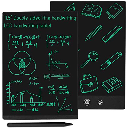 LCD-Schreibtablett mit 2 Seiten, löschbar, wiederverwendbar, 29,2 cm und 26,7 cm, elektronische Zeichenblöcke, tragbares Kratzpad für Kinder, Erwachsene, Heimbüro, Schwarz