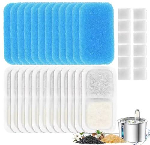 12-Pack Cat Fountain Replacement Filters for Oneisall 2L Stainless Steel Fountain PWF-001 – Keeps Water Clean,12 Cat Water Filters + 12 Pre-Filters + 12 Pump Sponges, Ensures Healthy Drinking for Cats