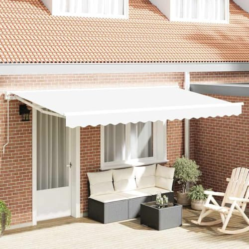 Gelenkarmmarkise Einziehbare Markise Klemmmarkise,Einziehbare Markise Weiß 400x200 cm Stoff,Sonnenschutz Für Balkon Terrasse Garten,Vielseitig Einsetzbar