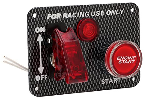 Generic Kit de Panel de Interruptor de Encendido de Fibra de Carbono Actualización Universal de Carreras de 12 V 40 A para Automóviles, Camiones y Barcos Botón Pulsador de Arranque del Motor de
