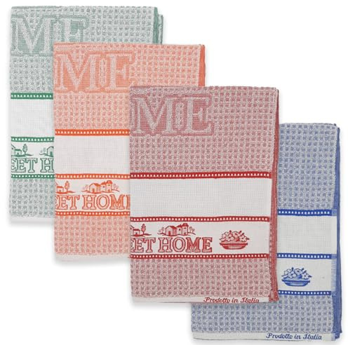 Strofinacci Cucina con Tela Aida da Ricamare Punto Croce, 100% Cotone, 70 x 50 cm, Colori Assortiti, OFFERTA Pacco da 6 Pezzi (Ho)