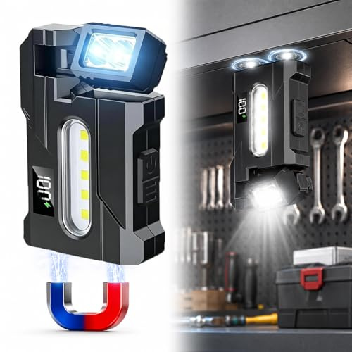 CERIAL G5 Rechargeable Pocket Torch EDC Flashlight,500Lumens Super Bright Mini Flashlight with COB Light, 1200mAh Portable Small Camping Torches,IP68 Waterproof Magnetic Base Work Light for Outdoors