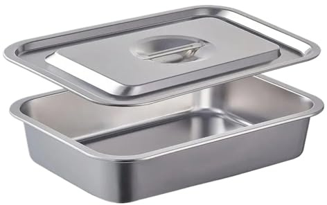 Bandeja for hornear lasaña extra profunda de 11x14 pulgadas con tapa Cacerola for asar antiadherente de acero inoxidable de 7,4 cuartos