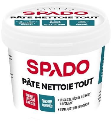 SPADO - Pâte Nettoyante Multi-Usages - Dégraissant - Nettoyant - Anti calcaire & rouille - Multi-Surfaces (Inox, Cuivre, Verre, Plastique) - Parfum Agrumes - 500g