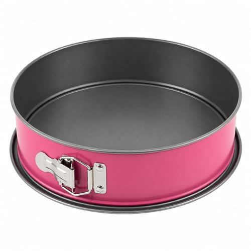 DAHLMANN Springform 26 cm Pink – Antihaft Backform mit Auslaufschutz – Runde Kuchenform für Torten, Käsekuchen & Obstkuchen – Backform aus Metall mit Spannverschluss