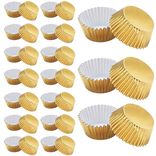 NUSITOU 100 Pz Pirottini in Alluminio e Carta per Cupcake e Mini Torte, Resistenti e Spessi, per Compleanni e Feste, Stampi per Forno