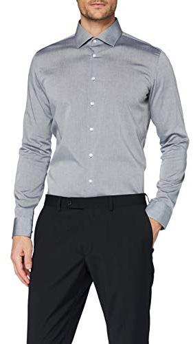 Seidensticker Herren Business-Hemd - Extra Slim Fit - Bügelfrei - Kent-Kragen - Langarm - 100% Baumwolle, Grau (Grau 32), 36 EU
