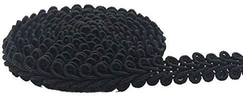 Yalulu 50 Meter Geflochten Drehkordel Borte aus Dekoband Zierband Geschenkband Spitzenborte Schnur Kordelband für Nähen Handwerk Hochzeit Kleidung Deko (Schwarz)
