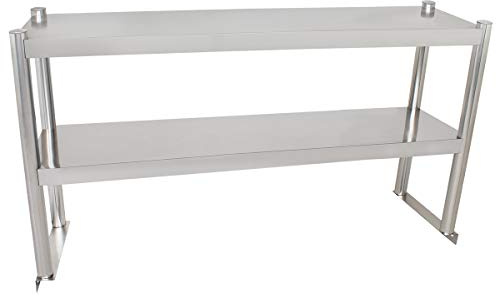 Beeketal 'BTA-100' Küchen Arbeitstisch Aufsatzboard 100 cm aus Edelstahl mit 2 Ablageflächern (Tragkraft je Ablage 15 kg) - Regal Aufsatz zur Montage auf Beeketal Gastro Küchentischen