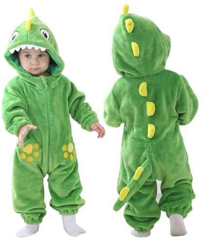 DOLADOLA Unisex baby-overall med huva，Djurdräkter för Bebisar,Bebisens Favorit Outfits för Alla Tillfällen(18-24 månader, dinosaurie)