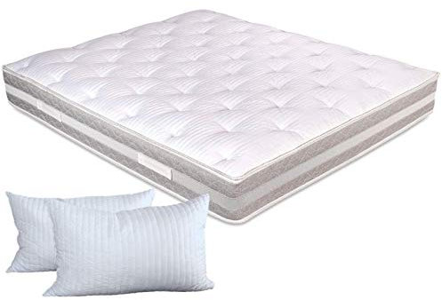 EVERGREENWEB Matratze 180x200, 25 cm Hoch aus Waterfoam mit Topper Latex Foam Flocken 100%, Orthopädisch Doppel Komfort, Härtegrad H2/H3, Abnehmbarer Weiß Bezug Waschbar + 2 Visco Kissen KOSTENLOS