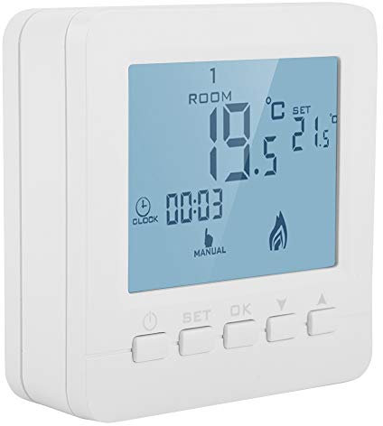 Termostato digitale da parete (bianco) - termostato programmabile caldaia Display LCD Regolatore di temperatura intelligente con funzione blocco per bambini