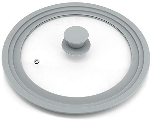 TOPULORS Universeller Deckel für Töpfe und Pfannen, Gehärtetes Glas mit Silikonrand, Passend für 24cm, 26cm, 28cm Kochgeschirr, Ersatzdeckel, Grau