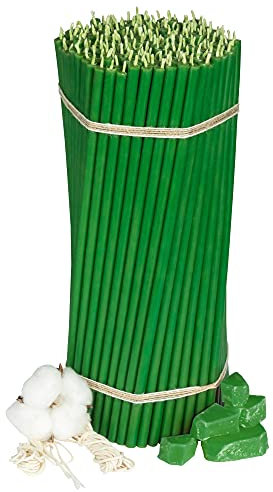 Diveevo Bienenwachs Kerzen Grün - Orthodoxe Kerzen für Gebet Rituale Tischdeko - Ungiftig, Ruß - Tropffrei, Lang, Nachhaltige Produkte, 200 Stück, Höhe 26.5 cm, Brenndauer 120 Min Nr.40