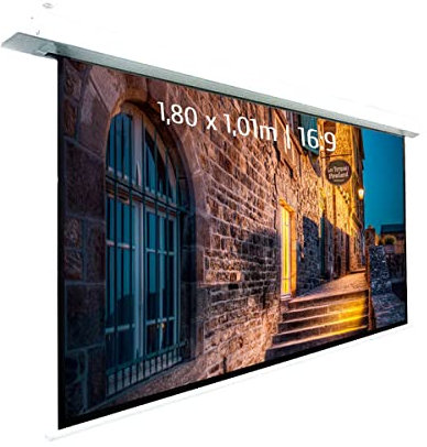 KIMEX - Ecran de Projection - A déroulement motorisé - Encastrable - 1,80 x 1,01 m - Format 16:9 - Fonctionnalité Wi-FI - 048-1511W