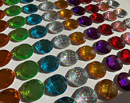 FAIRY TAIL & GLITZER FEE 90 Stück Große Runde Glitzersteine 3cm Selbstklebend Strass Steine Dekosteine