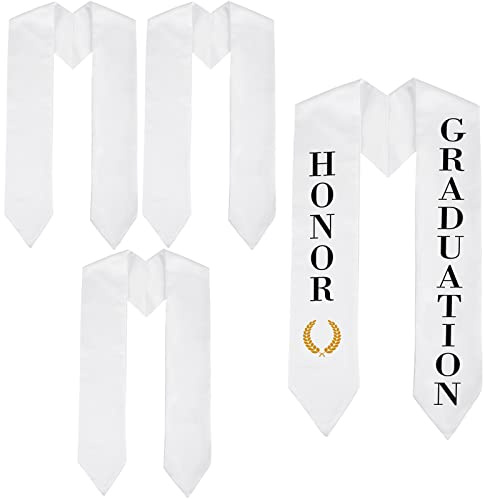 Tudomro 3 Pcs 72 Inch Blank Satin Scarves Adult Sublimation Graduation Stole Scarves Graduation Sash DIY Stoles for Women Men(Classic Style)