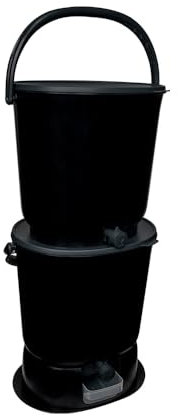 Skaza Bokashi Essential - Set di pattumiera biologica da cucina (2 x 15,3 litri) + base – secchio per compost cucina e giardino in plastica riciclata – Starter Set + incl. 1 kg di base per