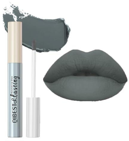 GL-Turelifes Matte Lip Gloss Weiß Grün Schwarz Lila Vampir-Lippenstift Antihaft-Becher, nicht verblassender flüssiger Lippenstift, langlebig für Halloween-Cosplay (#18 Grau)